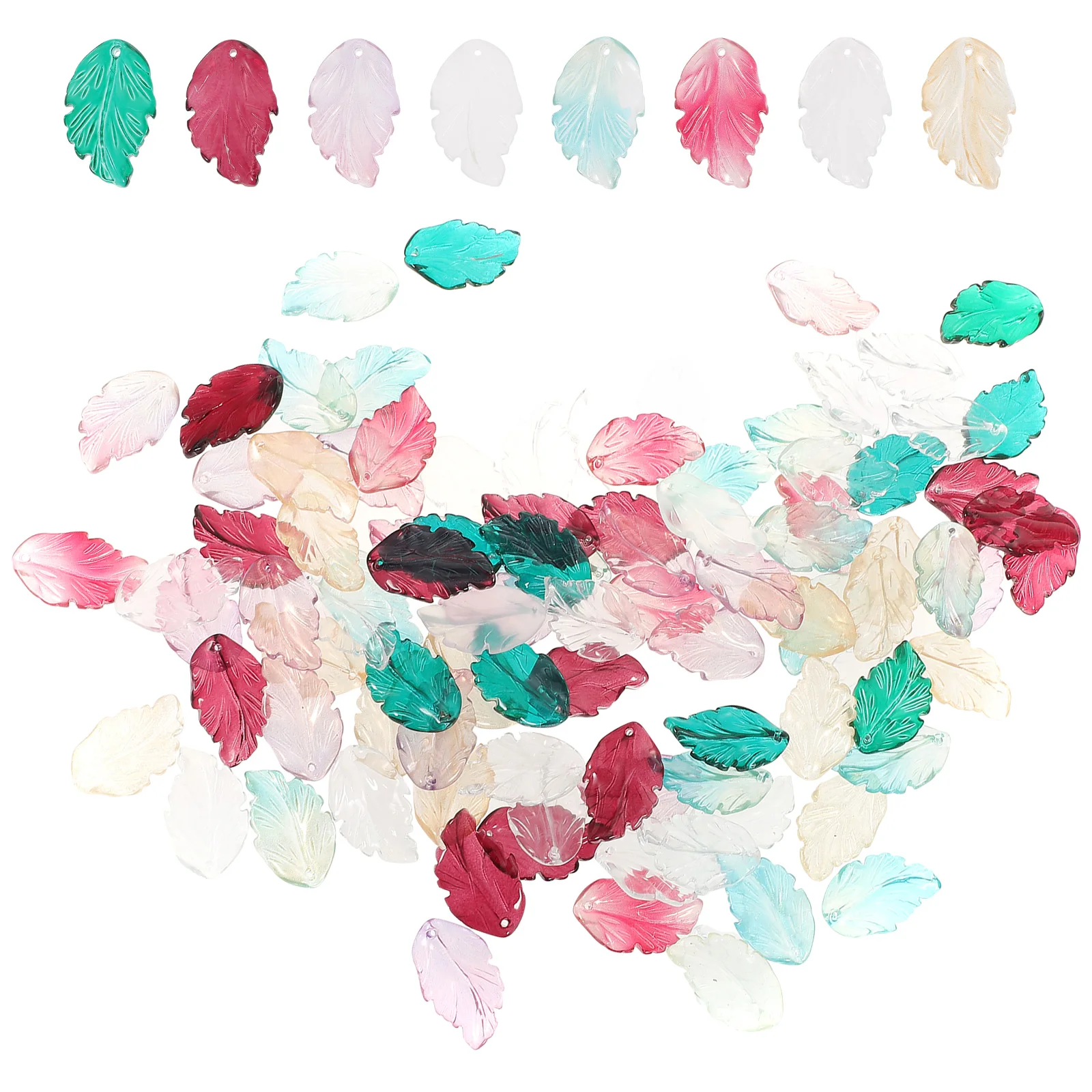 

100 Pcs Leaf Pendant Bead Charms Adult Craft Kawaii Bracelet Necklace Cute for Jewelry Decorations
