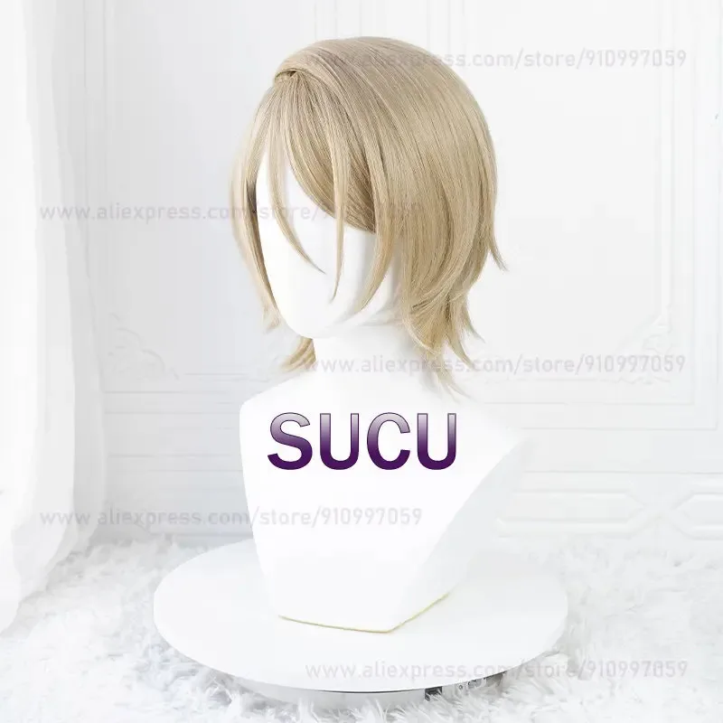 Shiratori Aira 코스프레 가발 게임 ES 헤어 브라운 35cm 애니메이션 가발 내열성 합성 머리카락