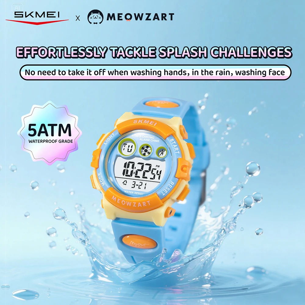 SKMEI Children's Watch Sports 5Bar Waterproof Kids Wristwatch For Boys Girls Multifunctional Luminous Display Electronic Watches