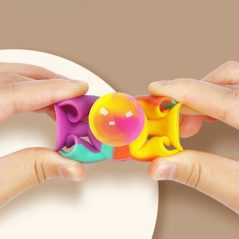 Spinner sensoryczny silikonowy EDC, zabawka antystresowa, obrotówka na palec, gyro dla dzieci, ADHD, dziewczynki