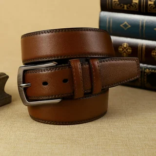 1 Men's Waist Belt Brown PU Leather Square Buckle Simple and Versatile, Suitable for Daily Commuting and Holiday Gifts