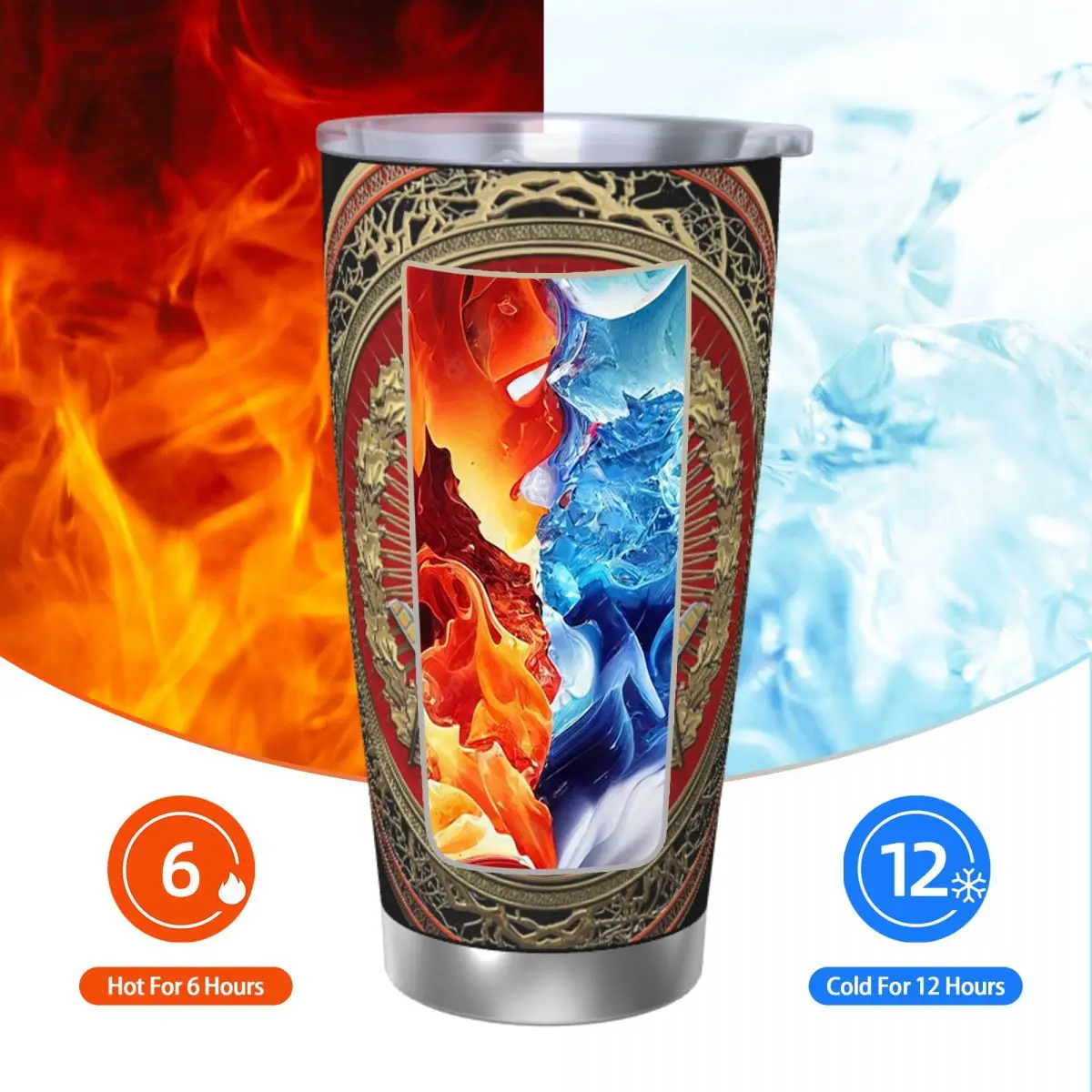 Masonic Symbols Insulated Tumbler with Straws 3rd Degree Mason Silver Jewel Master Vacuum Coffee Mugs Outdoor Thermos Bottle Cup