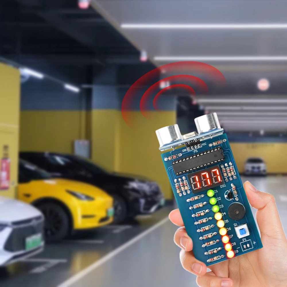 Kit de alarma de rango ultrasónico DIY, módulo medidor de distancia ultrasónico DC 4,5-6V con luces LED, Kit de práctica de soldadura