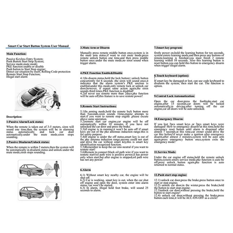 Silnik samochodowy jeden przycisk Start-Stop przycisk System PKE System dostępu bezkluczykowy samochodowy System antykradzieżowy System zdalnego