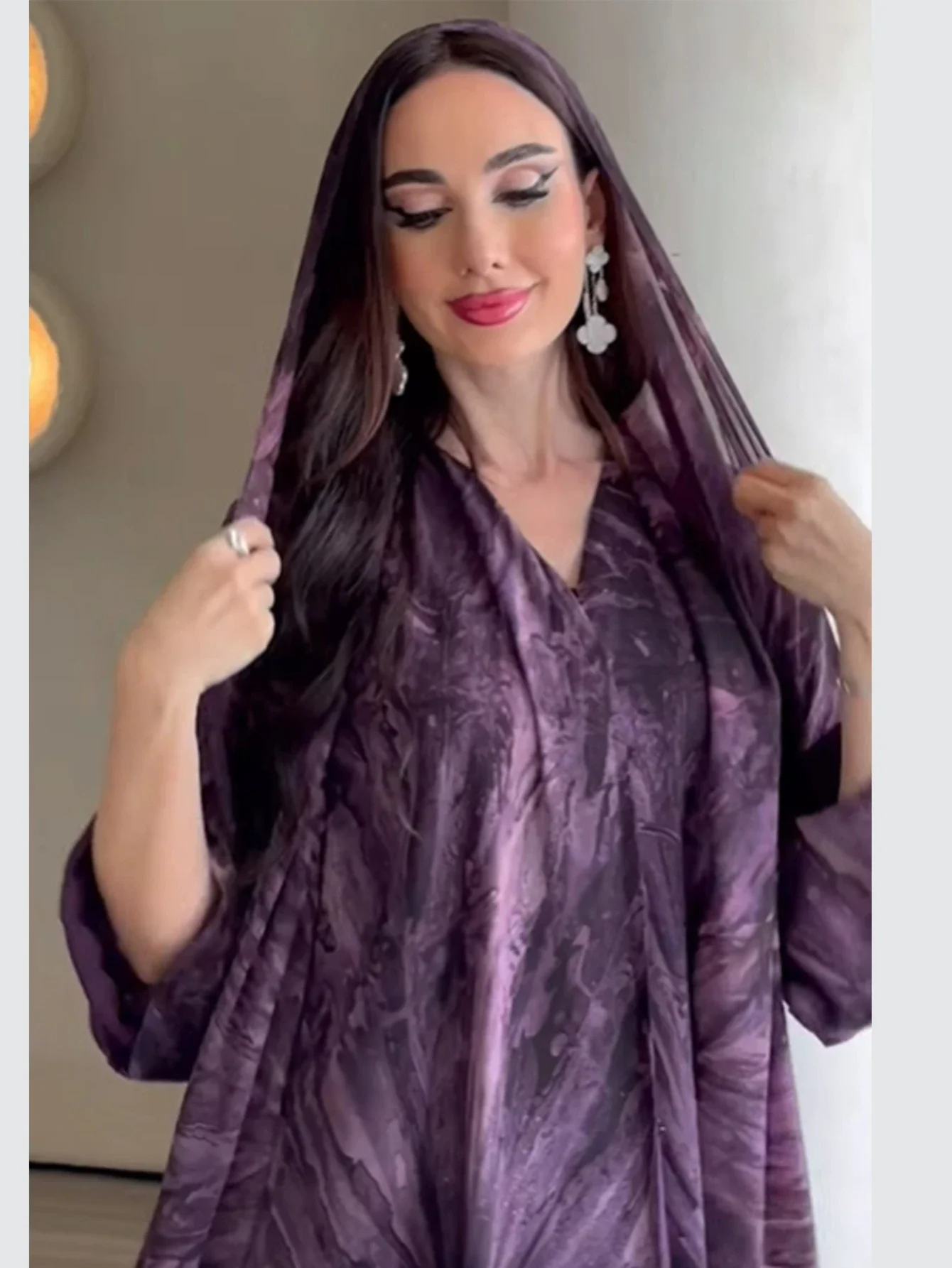 عباية عيد للنساء طقم وشاح كارديجان مطبوع فساتين إسلامية رمضان المغرب دبي جلابية قفطان فيستدوس رداء عربي طويل 2025