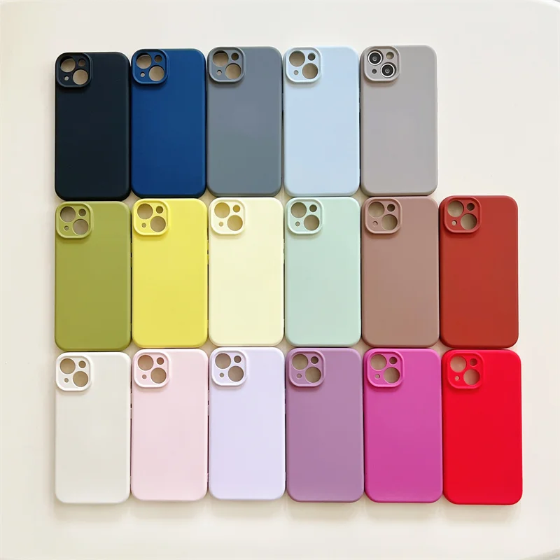 Luxury Simple Shiny Colour Korean StyleSilicone Shockproof Bumper Case For iPhone 12 13 15 14 Pro Max Soft Silicone Cover Girl