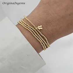 4PCS Handmade Personalized Beaded Bracelet 14K Gold Filled Elastic Bracelet Custom Letter Jewelry Boho Bracelets Vintage Jewelry