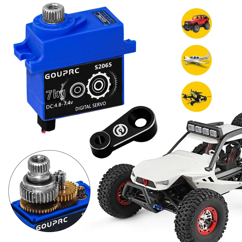 7 kg wasserdichtes RC-Digital-Mikroservo mit Hupe, Metallgetriebe-Servo für TRX4 TRX6 SCX10 III 1/10 RC Crawler Car