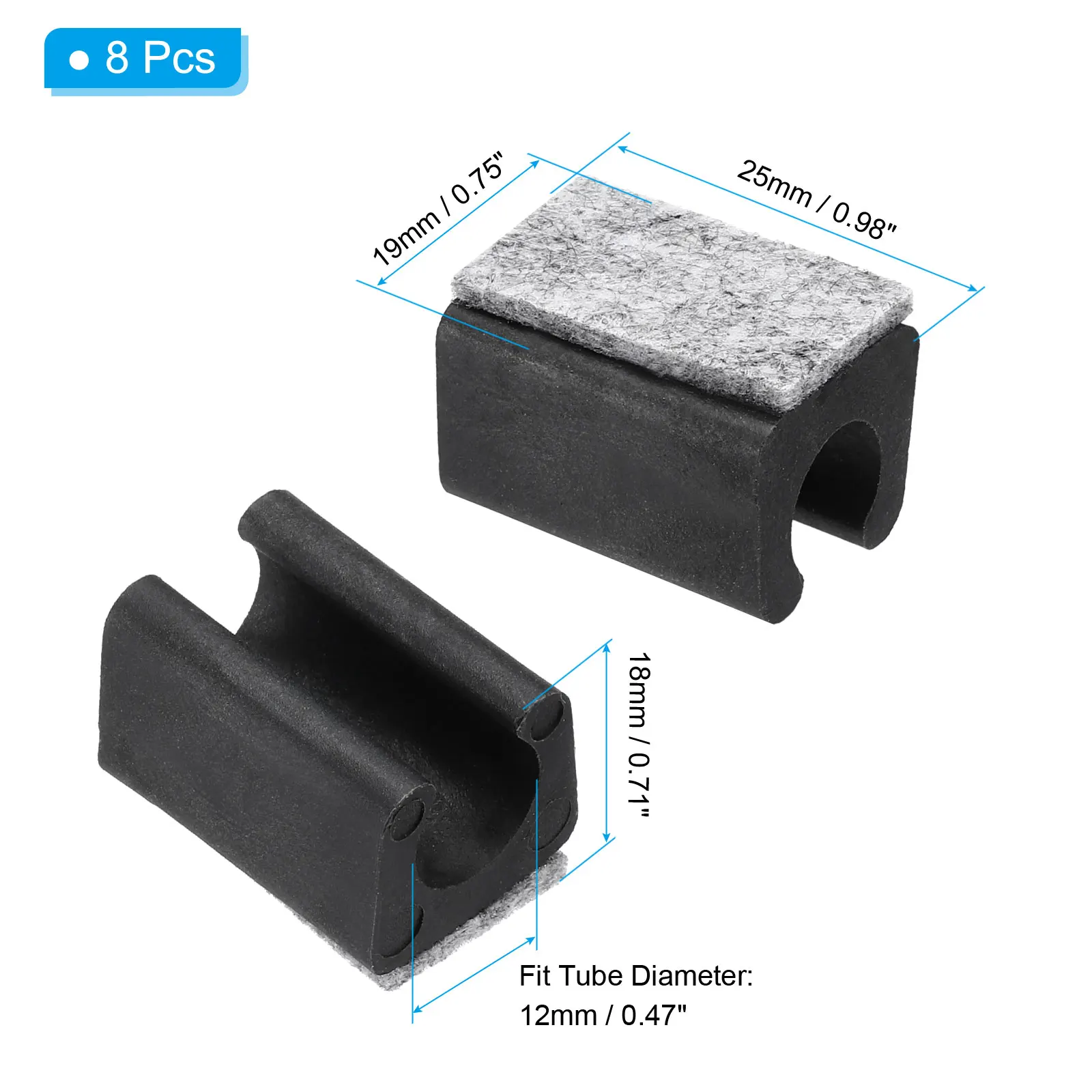 8Pcs U Chair Leg Caps Rectangle Chair Leg Pads Covers Furniture Feet Leg Floor Protector Hardwood Protectors 8-25cm Black White