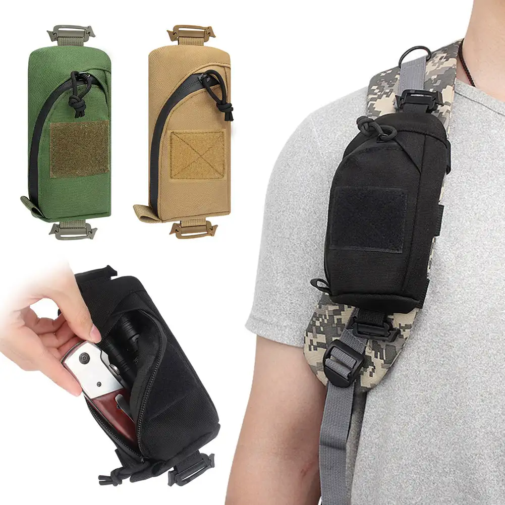 Outdoor Camping EDC Tools Bag Tactical Shoulder Strap Sundries Bags Molle Key Flashlight Phone Pouch for Backpack Accessories