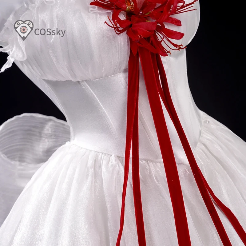 

Phrolova Wuthering Waves Cosplay Costume Wig Dress White Spider Lily Layered Gown Headwear Halloween Party for Women Girls Props