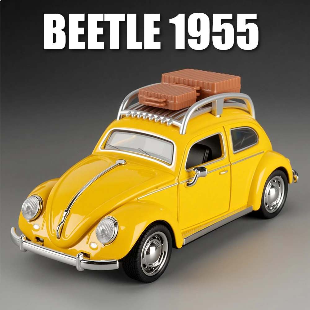 Schaal 1:32 Kever 1955 Tacoma Sportwagen Model Speelgoed Trek Verwijderbare Reiskoffer Licht Geluid Modellen Hobby Ornamenten Geschenken