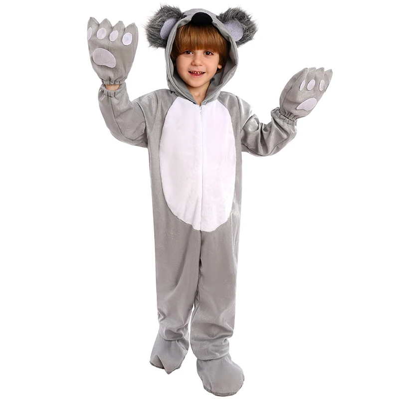 Bambino con cappuccio Koala orso bambini Halloween Costume grigio animale tuta Halloween Cosplay