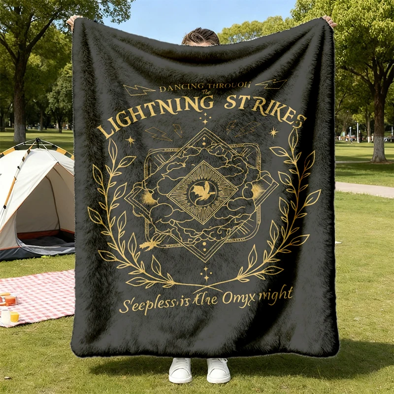 Onyx Storm Dancing Through The Lightning Strikes Comfy Blanket, Fourth Wing Inspired Flannel Blanket
