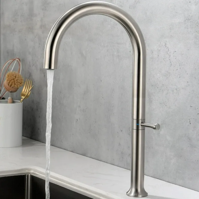 

304 Stainless Steel Kitchen Sink Faucet 360 Degree Swivel Single Handle Hot Cold Mixer Kitchen Hotel Sink Basin Taps