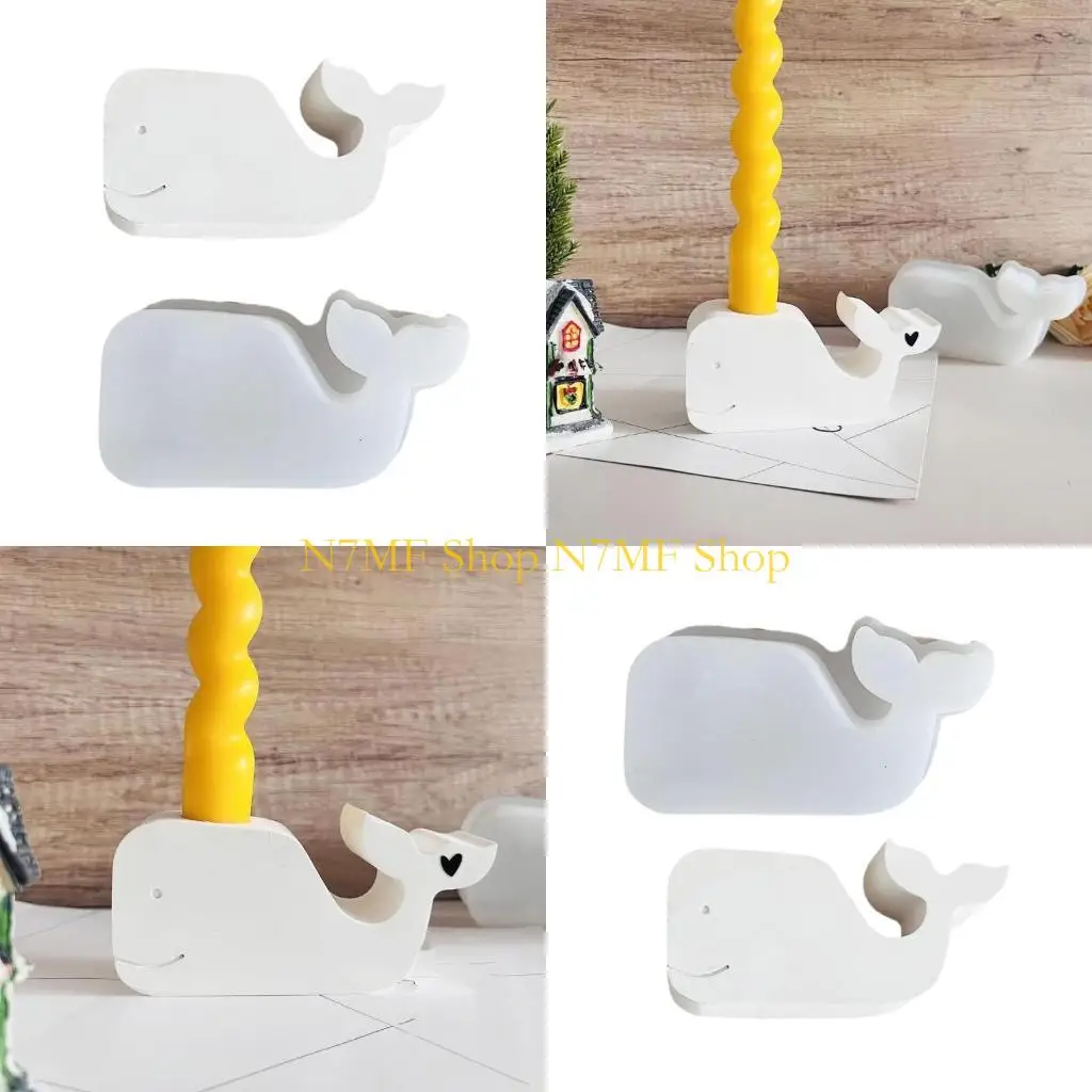 N7MF Silicone Mold for Candle Holder Elegant 3D Whale Shaped Tealight Holder Mold