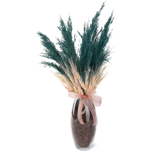 Kibrithane Flower Artificial Flower Glass Flower Pot Dry Flower Pampas Arrangement KC00200886