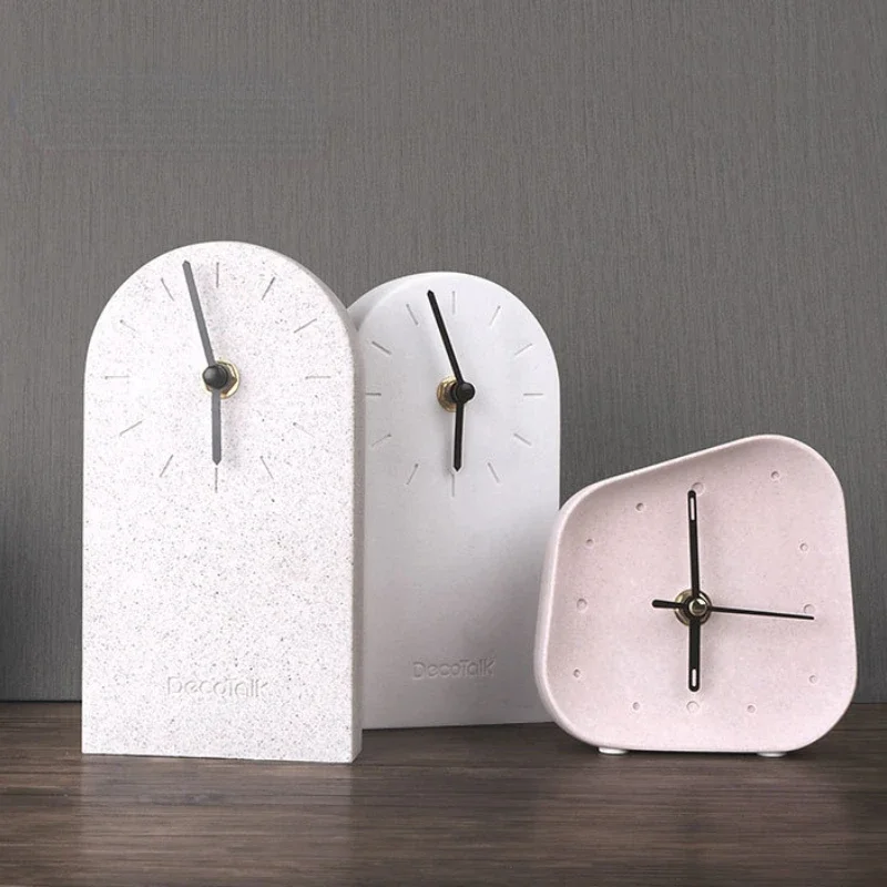 Nordic Sandstone Mute Desk Clock Simple Desktop Clock Bedroom Home Decoration Countertop Decoration Living Room Decoration