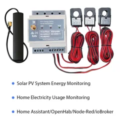 Zabbix-carril Din bidireccional 150A, asistente de hogar, noded Solar PV,CE, medidor de energía trifásico, MQTT,WiFi,NEM,Modbus TCP/RTU