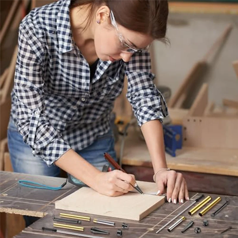 JABS-10 قطعة مجموعات أقلام للخشب تحول 7 مللي متر Slimline Pen Twist Kit مع عبوة مخرطة تحول الإمدادات