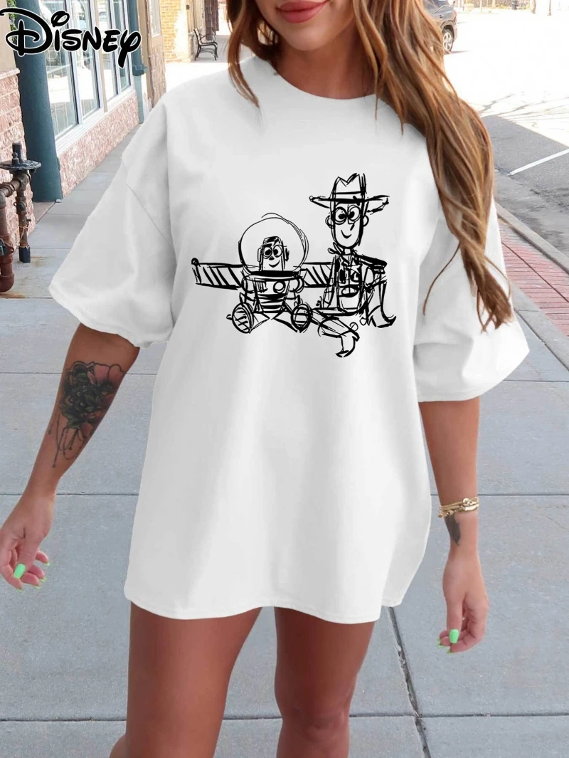 

Женская футболка Disney — мягкий повседневный топ с классическим рисунком персонажей, легкая повседневная рубашка с коротким рукавом и круглым вырезом