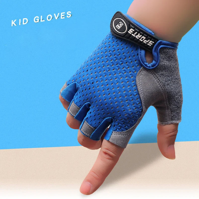 Children\'s Gloves Half Finger Outdoor Sports Kids Cycling Boys Girls Protection Antislip Breathable Thin Spring Summer Gloves