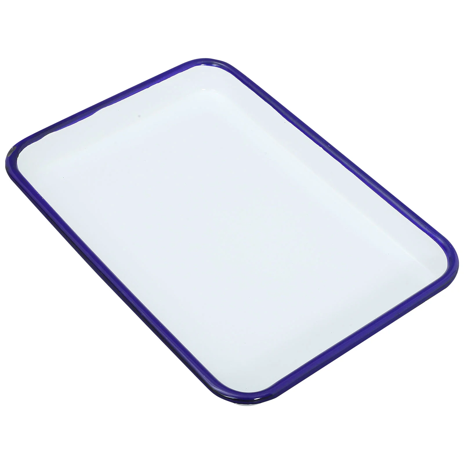 White Enamel Rectangular Tray 30x20cm Sleek Fruit Snack Bread Dessert Serving Platter Lab Kitchen Tool Easy Maintain Large Size
