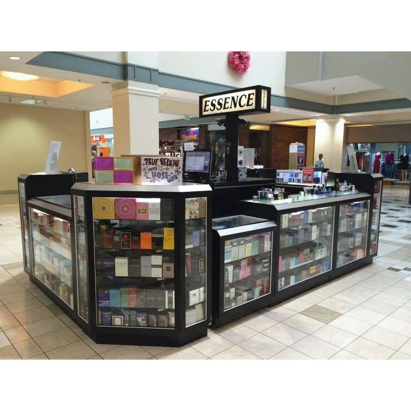 Aangepaste, Moderne Winkelcentrum Parfum Booth Display Kiosk Parfum Winkel Showcase Met Led Verlichting