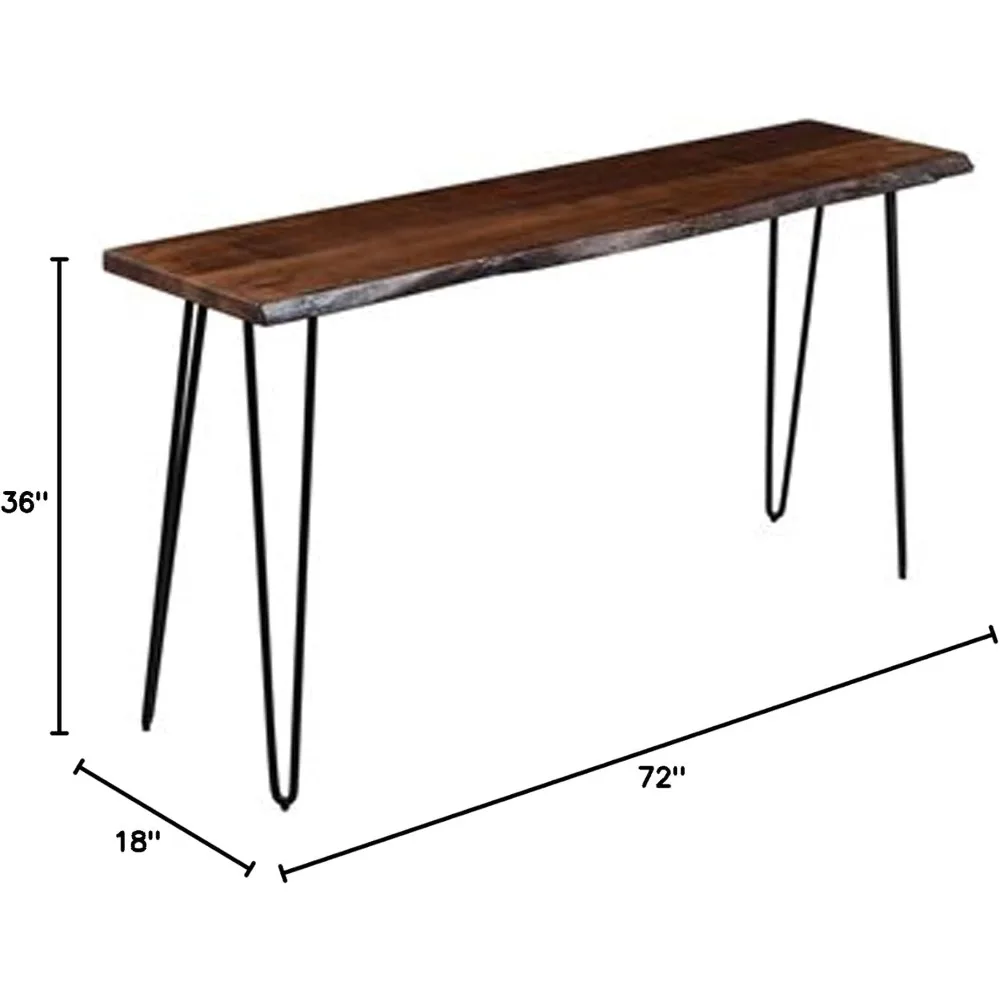 Solid Wood Modern Live Edge Counter Height Dining Table, 72, Chestnut Finish