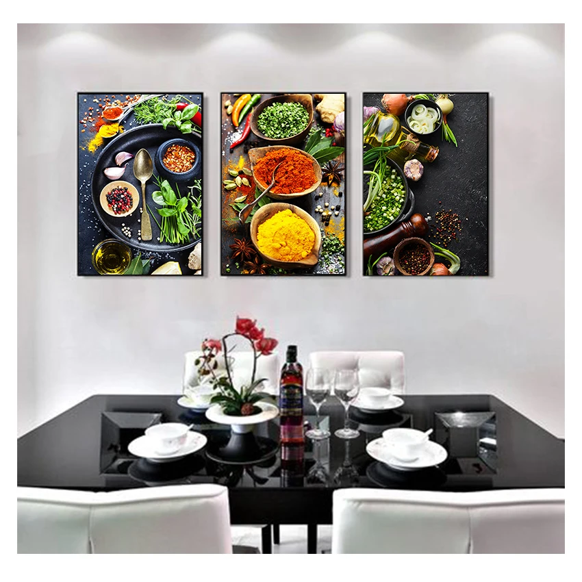 Canvas Painting Posters and Prints Cuadros Wall Art Pictures for Restaurant Dining Room Decor Kitchen Theme Mix Herb Spices