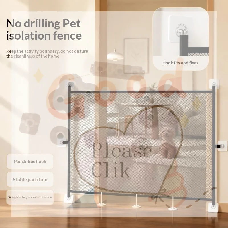 【HG】Pet Fence Barrier Folding With Universal Hooks Pet Safety Gate Easy Installation Baby Safe Guard Door