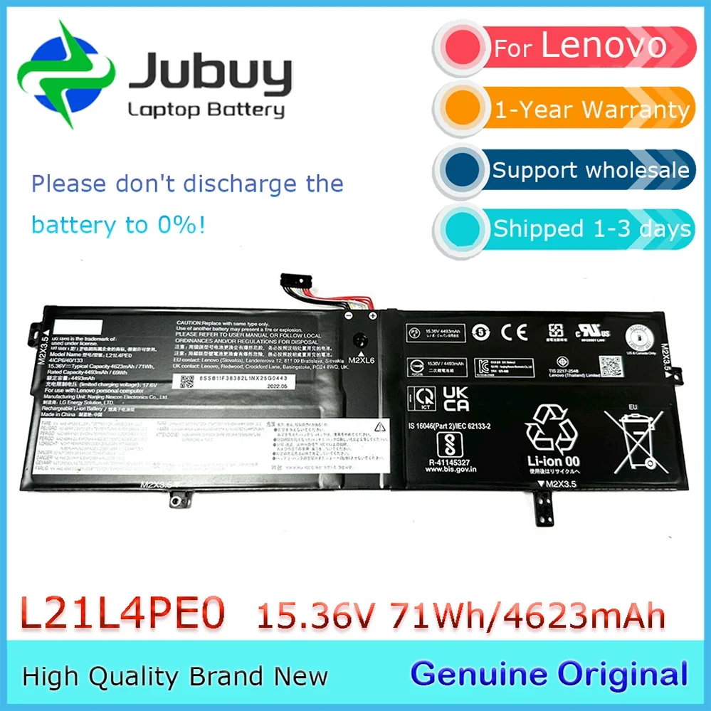 

Original 15.36V 71Wh L21L4PE0 Notebook Battery for Lenovo Yoga 7 16IAH7 16IAP7 82QG series L21B4PE2 5B11F38379