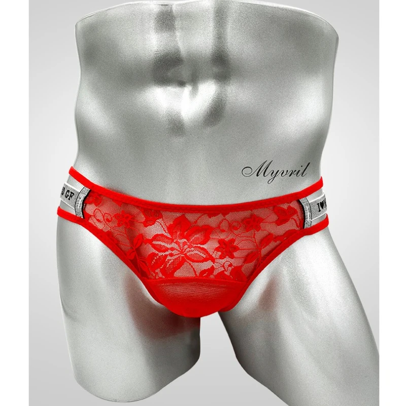 

Lace See Through Sissy Lingerie Panties Men's Sexy Low Waist U Convex Pouch Underpant Mesh Breathable Briefs Girly Gay Undies