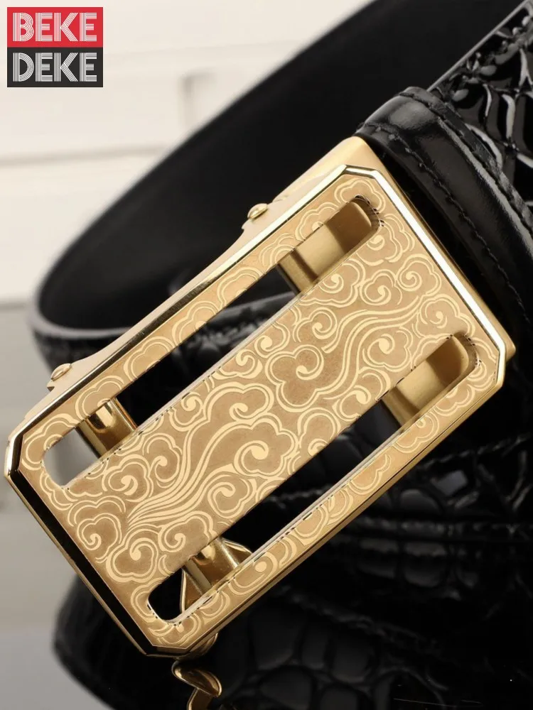 High Quality Fashion Versatile Mens Handmade Smooth Buckle Genuine Leather Belt Waistband Designer Male Strap For Jeans Belts