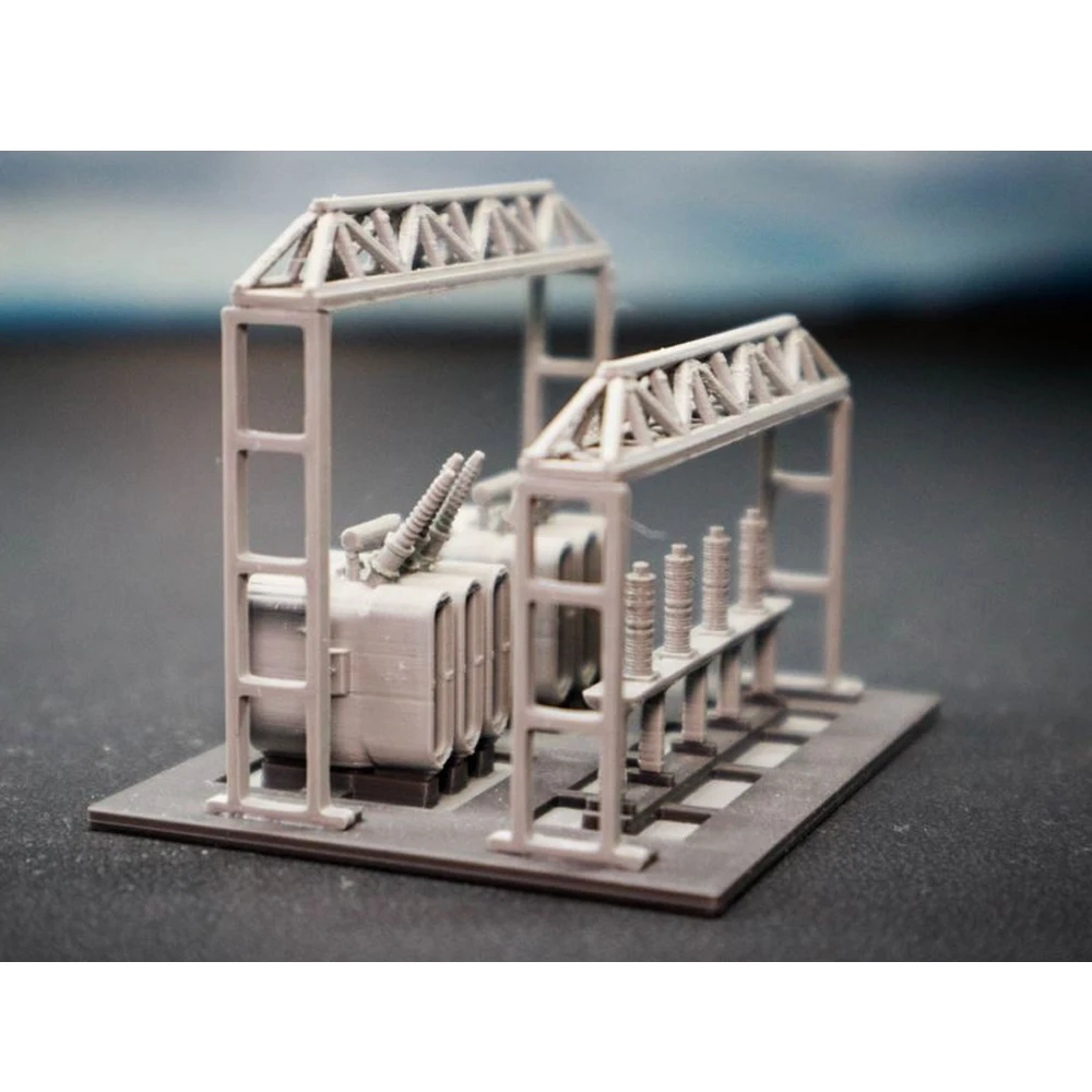 Modelo de subestação de energia diorama em escala n, acessórios de layout ferroviário de construção industrial, kit transformador de subestação elétrica