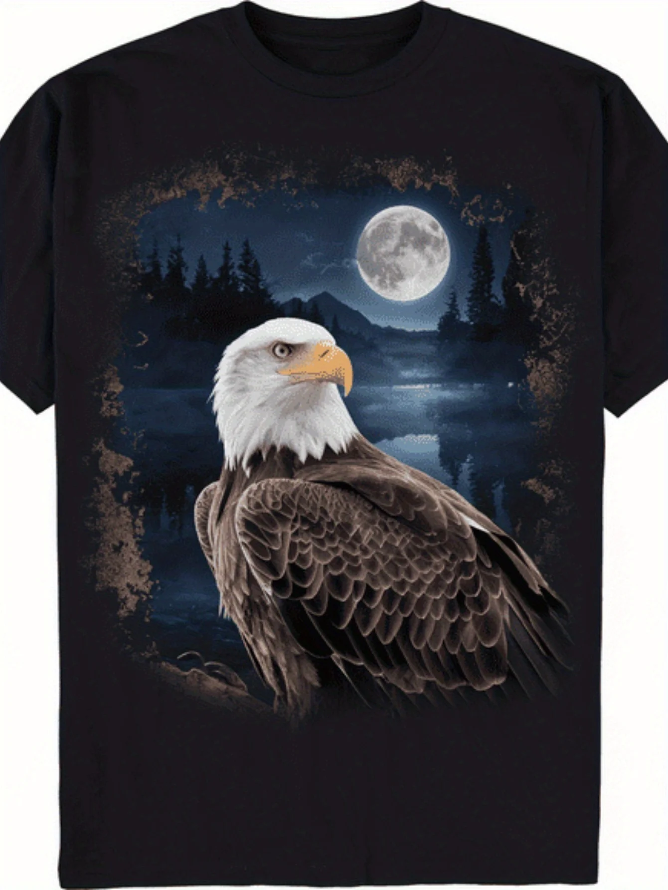 Men's and Women's Majestic Bald Eagle T-shirt from the North American Wildlife Forest, Ultra-soft and Breathable Fabric, Casual Short Sleeves, Regular Fit, Suitable for All Seasons