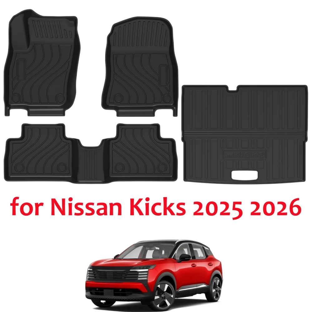 Fußmatten für Nissan Kicks 2025 2026 SV/SR (nicht für S) Kofferraummatte Allwetter-TPE-Gummi Komplettset Fußmatten Kofferraummatte LHD – Detail 1