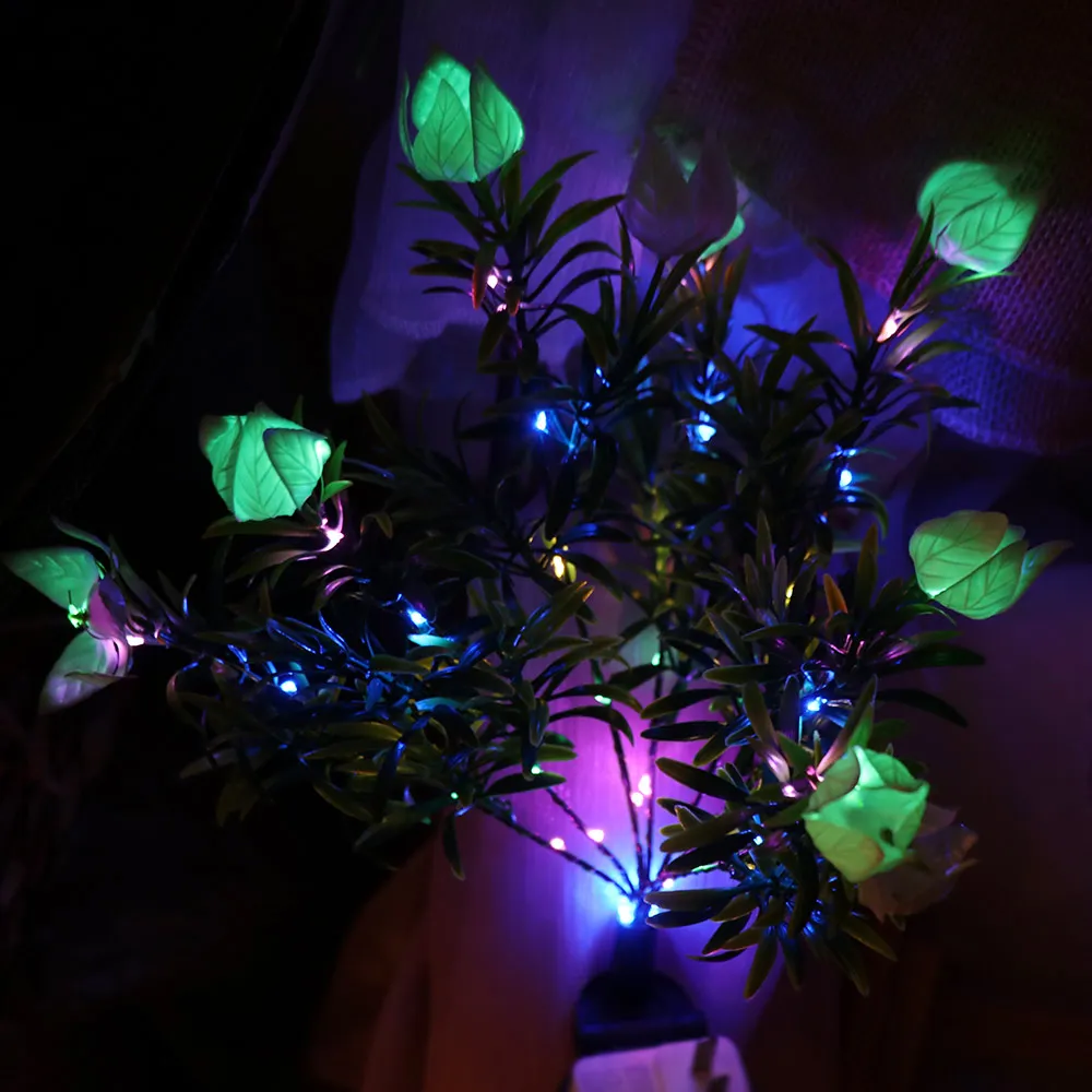 Gardenia Flower Solar Artificial Flower Light Realistic 42LED Waterproof Landscape Lamp Solar Powered Colorful Light