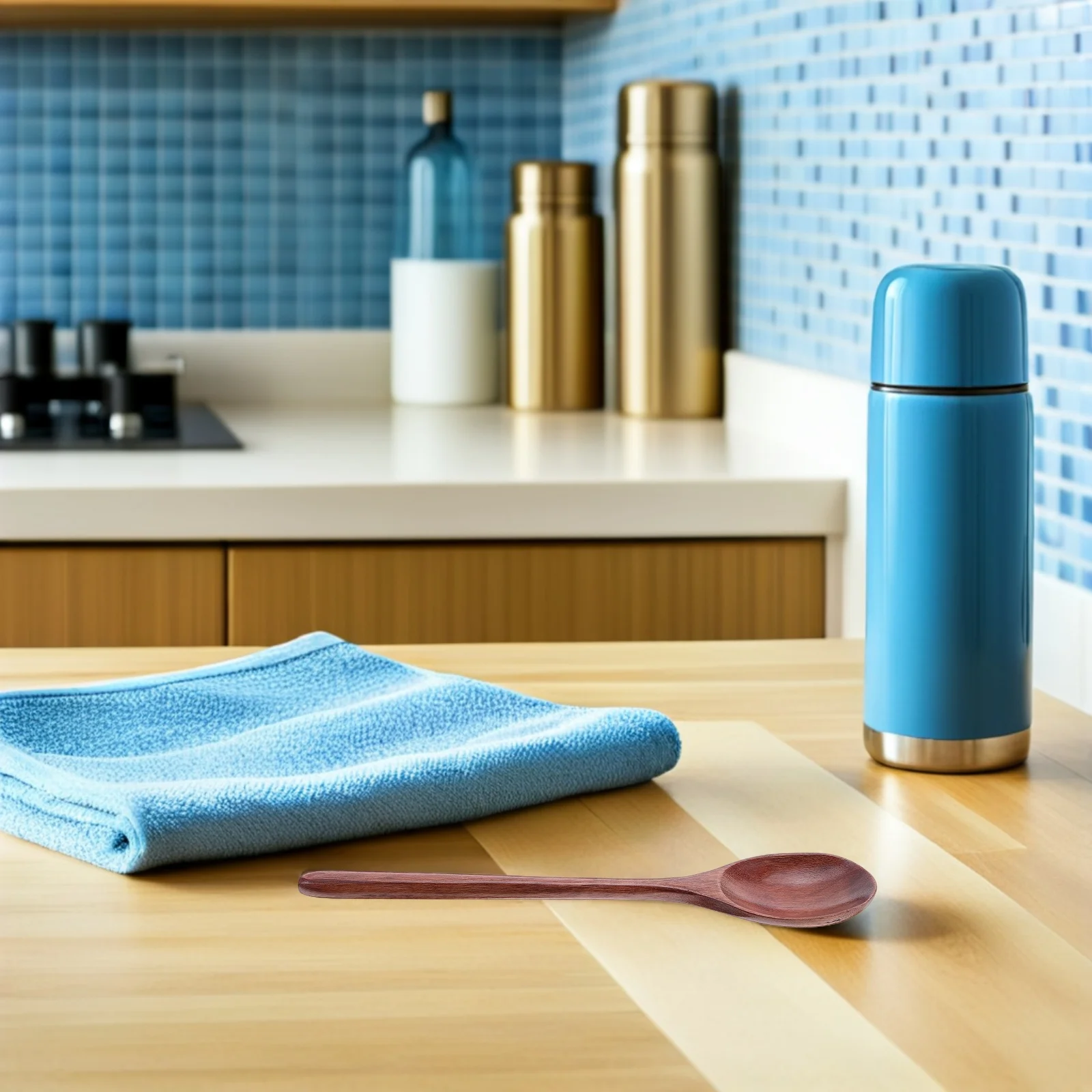 

6Pcs Long Handle Wooden Spoons Cooking Tasting Stirring Soup Scoop Vintage Dessert Honey Mixing Kitchen Utensils