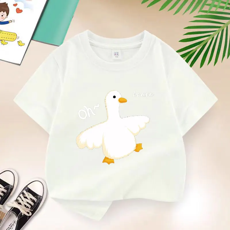 2-12 Years Little Duck Baby Graphic Print T-shirt for Girls Pink Cotton Baby Kids Tops Tee Summer Cute Cartoon T Shirt Y2K Tops image 6