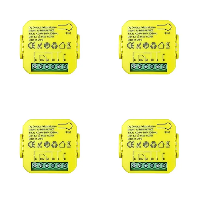 

【День отца】4X Tuya Smart Life Dry Contact Relay Wifi Module Switch Timer App Remote Control 5A DC12V 24V AC100-240V