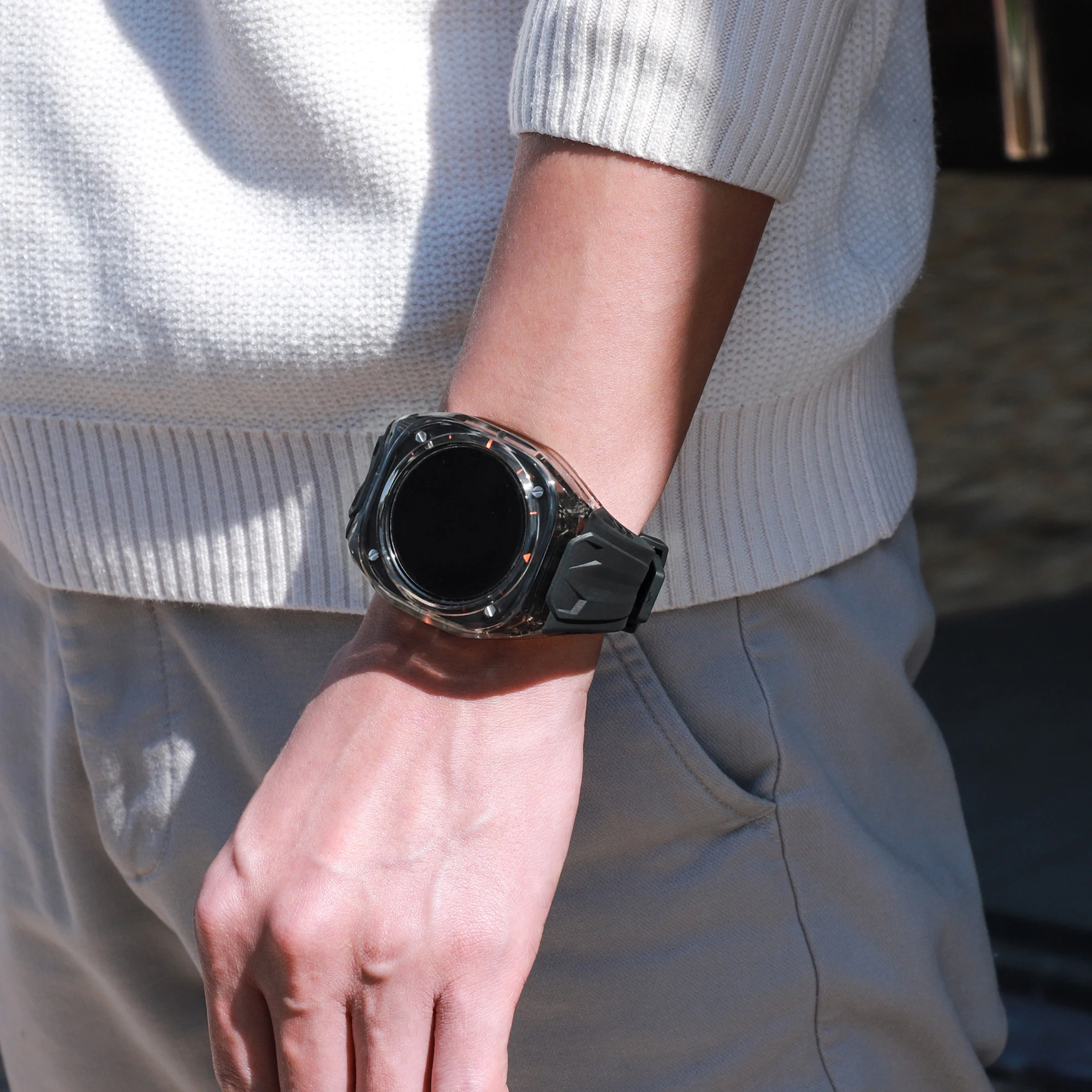 طقم عصري + حافظة لساعة سامسونج جالاكسي 7 الترا 47 ملم سيليكون حلقة الفرقة سوار لساعة جالاكسي الترا الرجال الرياضة معصمه