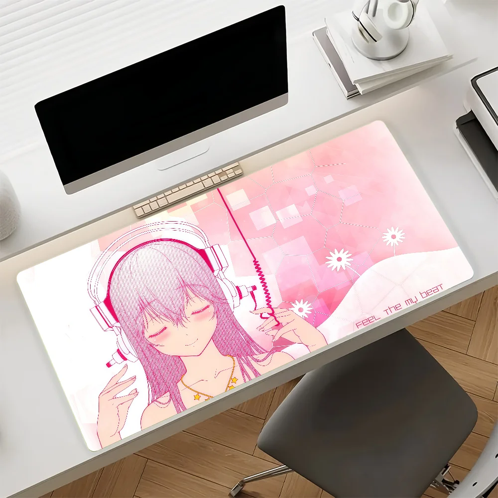 Cute Anime Super S-Sonico Girl Mouse Pad Anti Slip Rubber Edge Locked Thickened Laptop Gaming Desk Mat