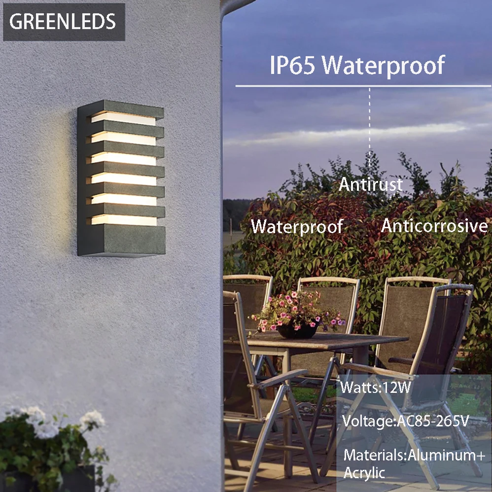 AC85-265V 12W LED Wall Lamp Indoor&Outdoor IP65 Waterproof Modern Minimalist Style E27 Lamp Aluminum Porch Garden Lightsr