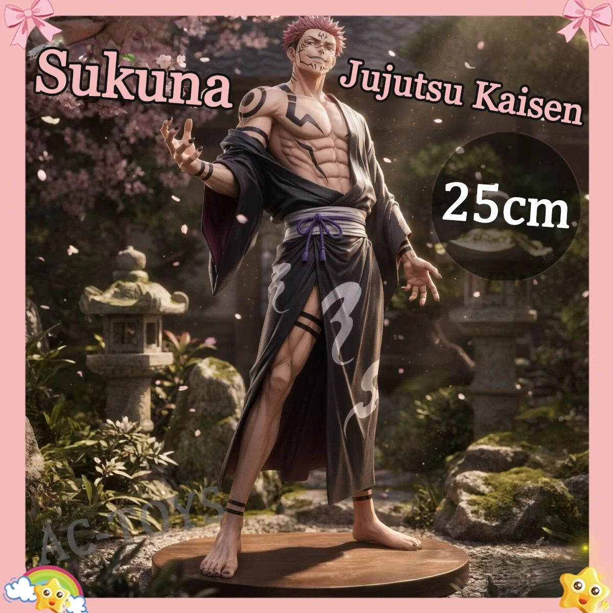 Jujutsu Kaisen Ryomen Sukuna Figure - King of Curses in Cherry Blossom Garden Ver. with Tattoos & Kimono 25cm PVC Anime Statue