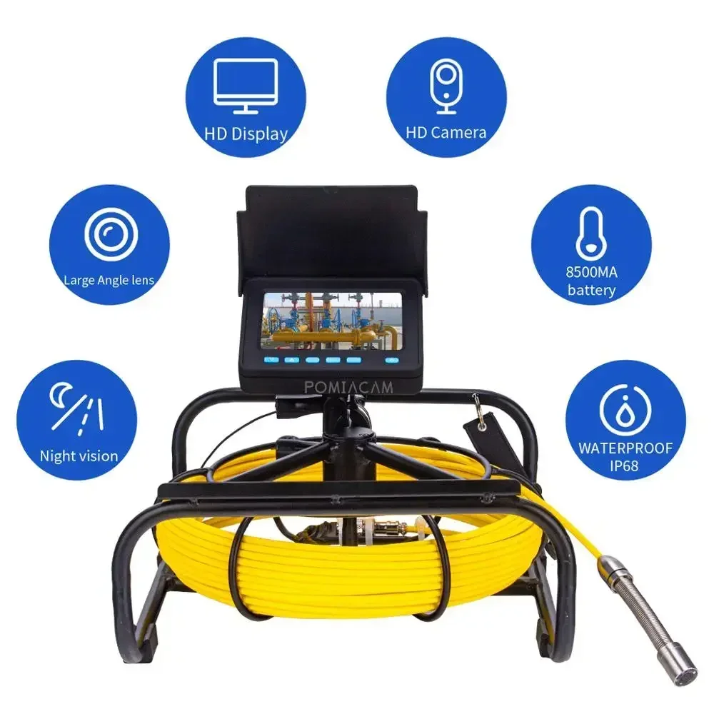 20M 30M 50M DVR Sewer Pipe Inspection Video Camera 16GB TF Card DVR IP68 Drain Sewer Pipeline Industrial Endoscope with 4.3inch