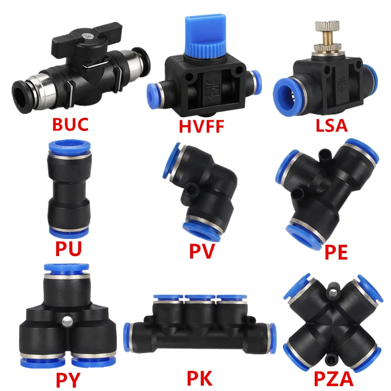 Pneumatic fittings  PY/PU/PV/PE/HVFF/SA  Air water pipes and pipe connectors direct thrust 4 to12mm plastic hose quick couplings