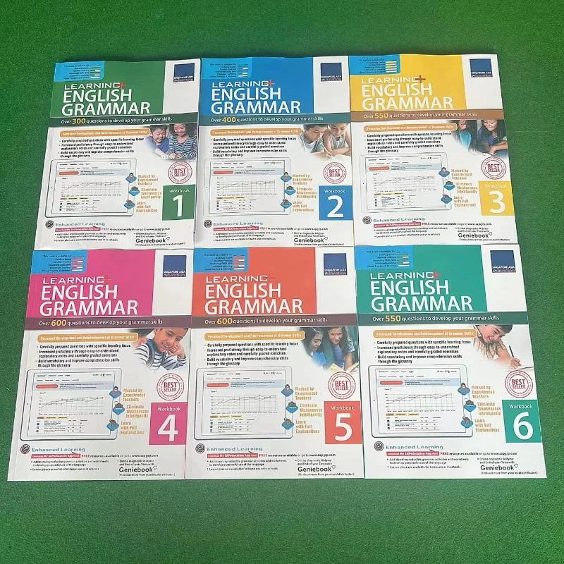 6 Books/set 1-6st Learning English Singapore's Grammar  Grade SAP Workbook Geniebook Primary School 8-12 Year Student Homework