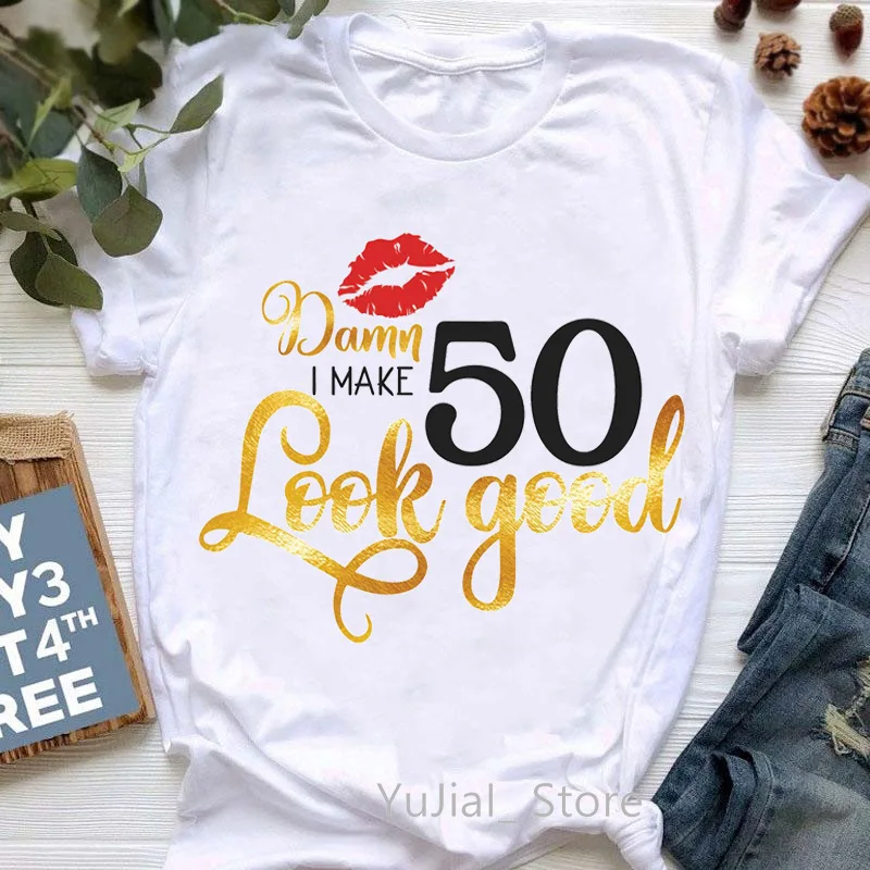 

Europe and The United States Women's 50th Birthday Blouse Half Sleeve A Generation of Hair T-shirt Crew-neck T-shirt Women Tops