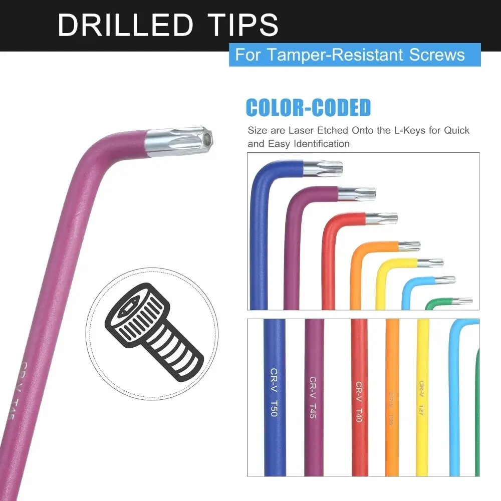 Juego de llaves Allen L, Kit de llaves para tornillo Allen, 9 Uds., juego de llaves hexagonales de brazo largo de 1,5mm a 10mm, herramientas manuales para reparación de bicicletas